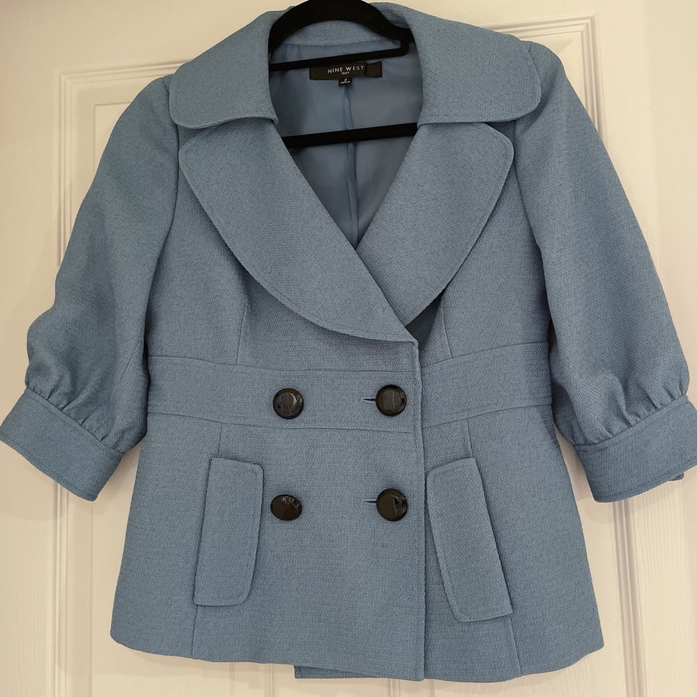 Nine West double breasted puff sleeve blazer